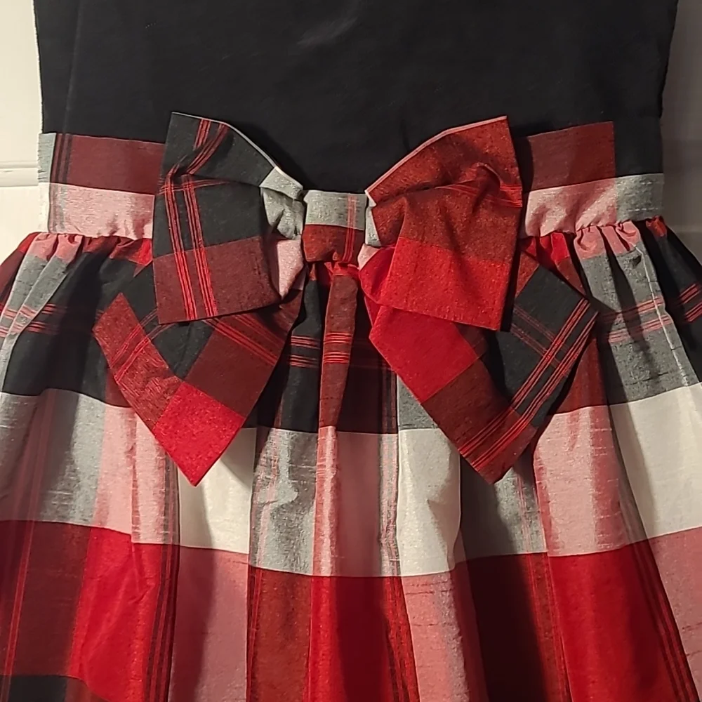 Gymboree Girls 8 Holiday gingham plaid striped black red fancy tulle dress